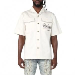 Rodeo Men's Cream Short Sleeve Button Down Shirt